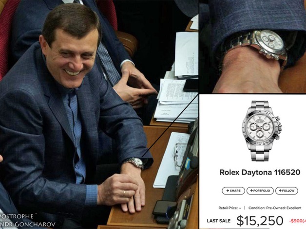 Нардеп «засветил» Rolex по цене элитного авто