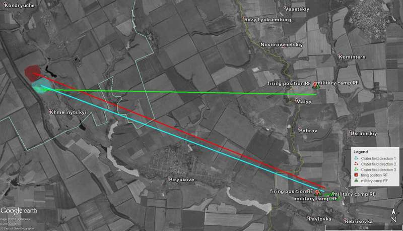 Result of the crater analysis at the village Khmelnytskyi, south of Sverdlovsk